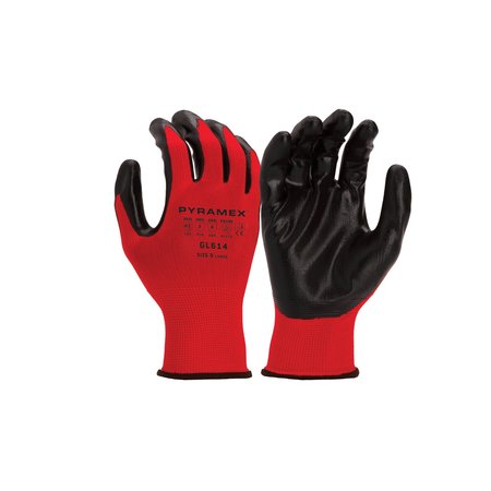 PYRAMEX Value Smooth Nitrile Gloves, 13G Polyester, Size XL, 12PK GL614XL